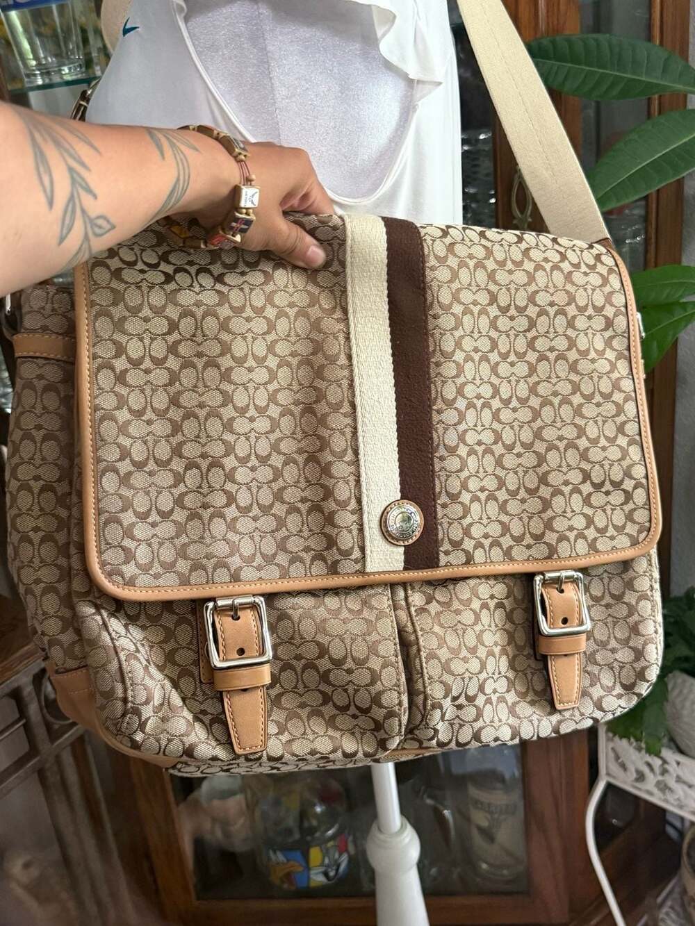 Coach Signature Voyager Khaki Messenger Bag